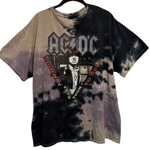 AC/DC 1979 Highway To Hell Tour Short Sleeve Tie Dye Tee XL